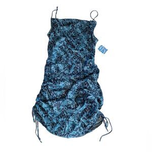 Free People Day To Night Printed Slip Dress In Indigo Combo